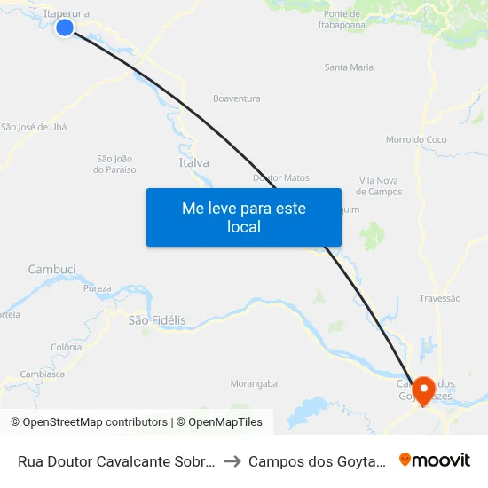 Rua Doutor Cavalcante Sobral, 152 to Campos dos Goytacazes map