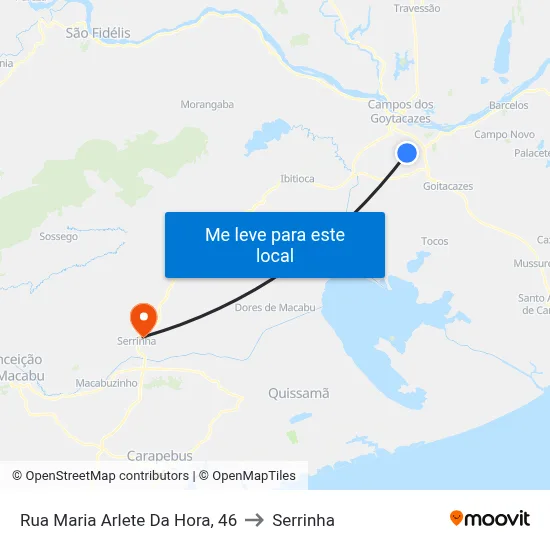 Rua Maria Arlete Da Hora, 46 to Serrinha map