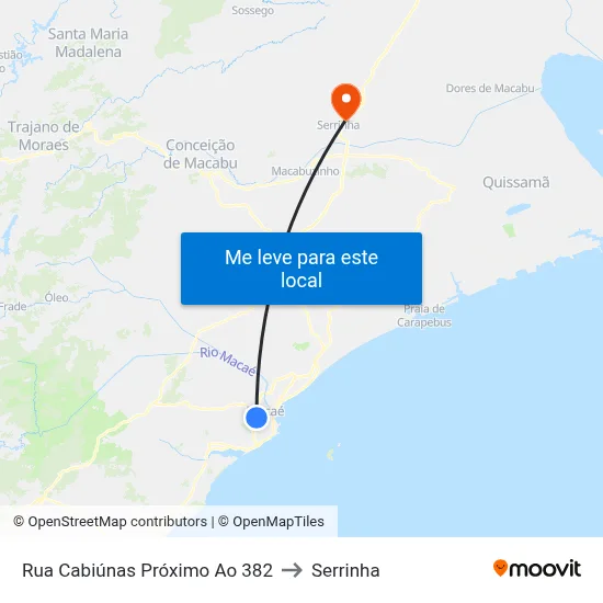 Rua Cabiúnas Próximo Ao 382 to Serrinha map