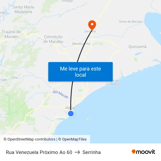 Rua Venezuela Próximo Ao 60 to Serrinha map