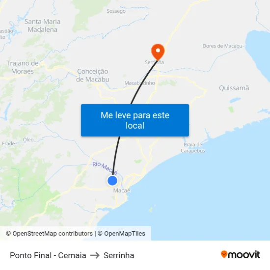 Ponto Final - Cemaia to Serrinha map