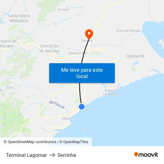 Terminal Lagomar to Serrinha map
