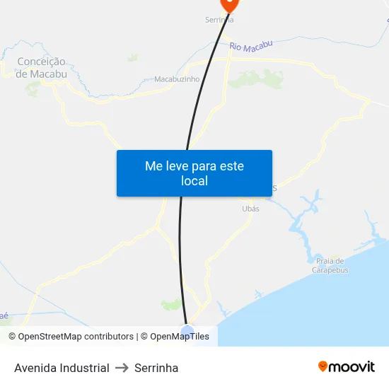 Avenida Industrial to Serrinha map