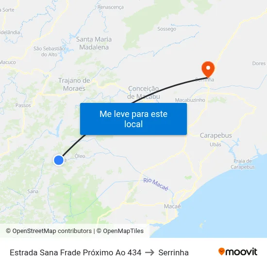 Estrada Sana Frade Próximo Ao 434 to Serrinha map