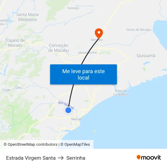 Estrada Virgem Santa to Serrinha map