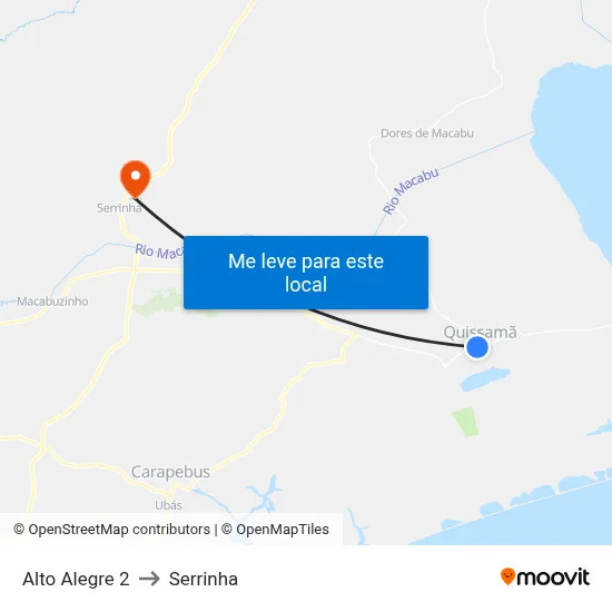 Alto Alegre 2 to Serrinha map