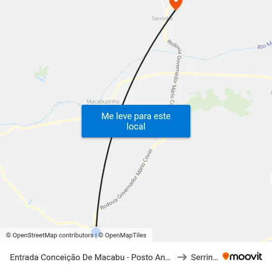 Entrada Conceição De Macabu - Posto Andorinha to Serrinha map