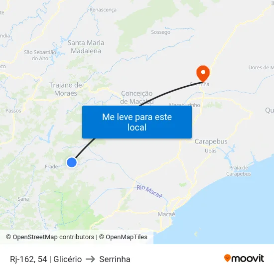 Rj-162, 54 | Glicério to Serrinha map