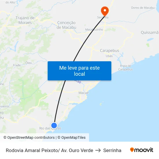 Rodovia Amaral Peixoto/ Av. Ouro Verde to Serrinha map