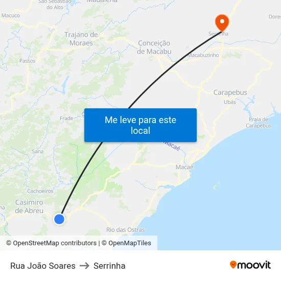 Rua João Soares to Serrinha map