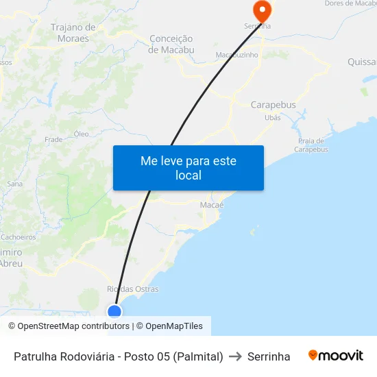 Patrulha Rodoviária - Posto 05 (Palmital) to Serrinha map