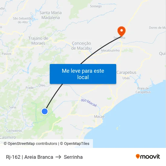 Rj-162 | Areia Branca to Serrinha map