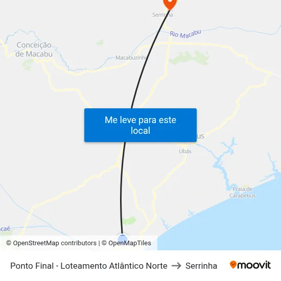 Ponto Final - Loteamento Atlântico Norte to Serrinha map