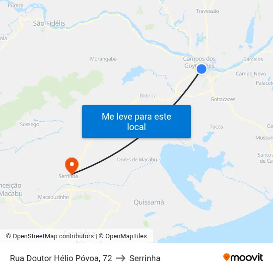 Rua Doutor Hélio Póvoa, 72 to Serrinha map