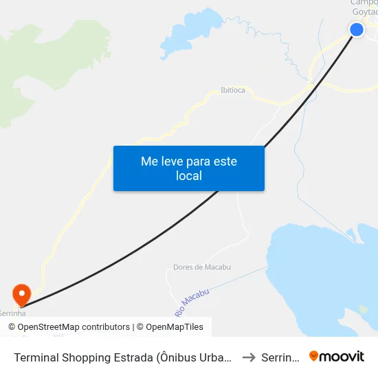 Terminal Shopping Estrada (Ônibus Urbano) to Serrinha map