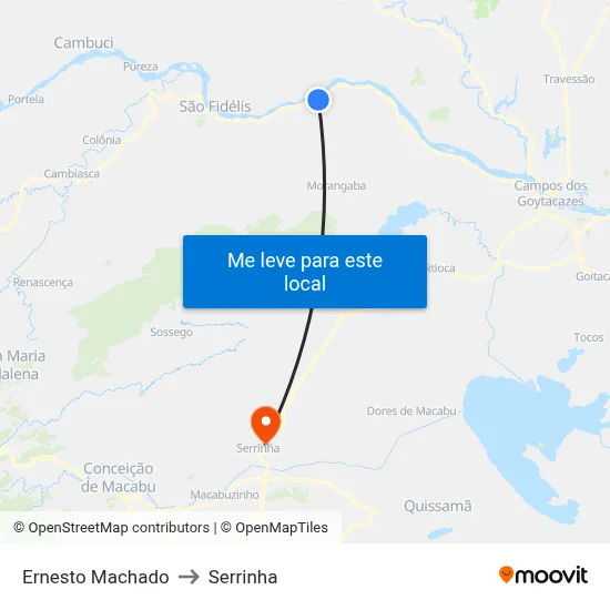 Ernesto Machado to Serrinha map