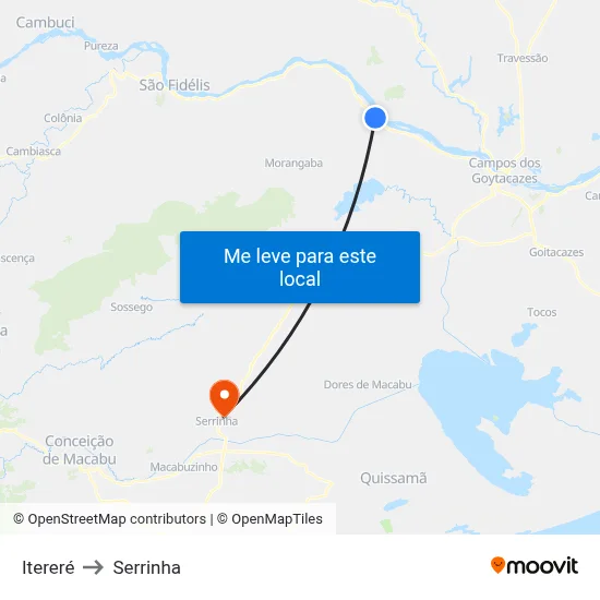 Itereré to Serrinha map