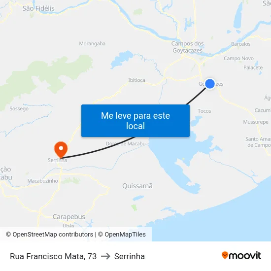 Rua Francisco Mata, 73 to Serrinha map