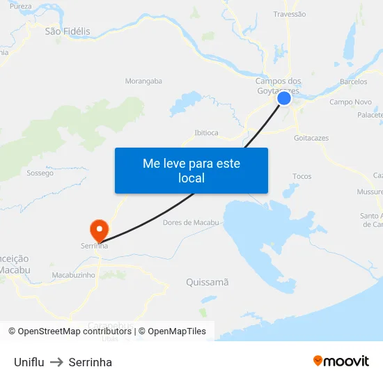 Uniflu to Serrinha map