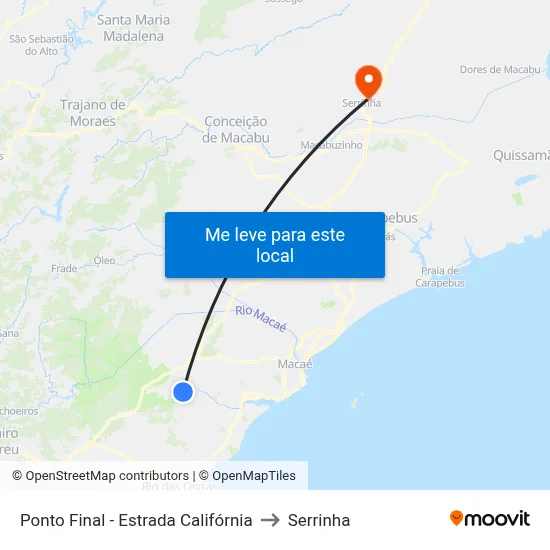 Ponto Final - Estrada Califórnia to Serrinha map