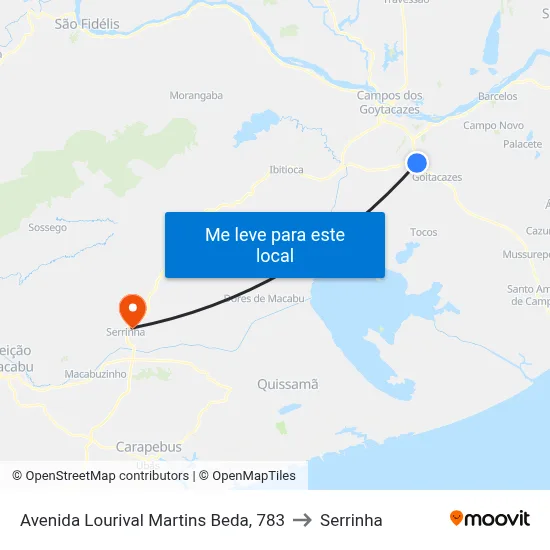 Avenida Lourival Martins Beda, 783 to Serrinha map