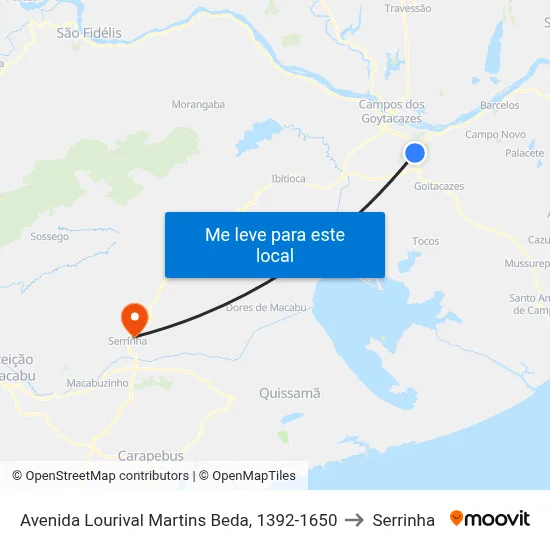Avenida Lourival Martins Beda, 1392-1650 to Serrinha map