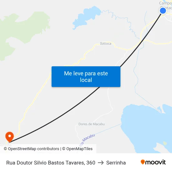 Rua Doutor Silvio Bastos Tavares, 360 to Serrinha map