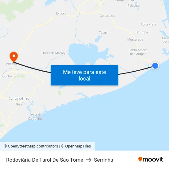 Rodoviária De Farol De São Tomé to Serrinha map