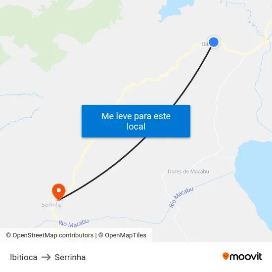 Ibitioca to Serrinha map