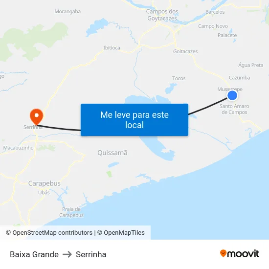 Baixa Grande to Serrinha map