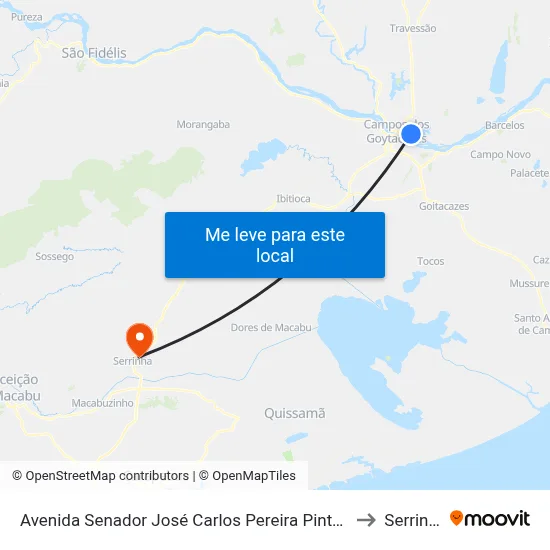 Avenida Senador José Carlos Pereira Pinto, 381 to Serrinha map