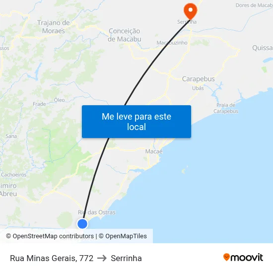 Rua Minas Gerais, 772 to Serrinha map