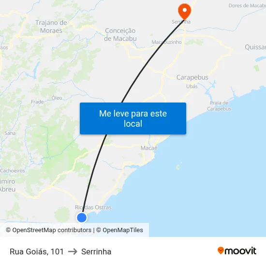 Rua Goiás, 101 to Serrinha map