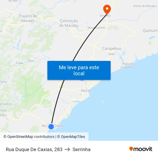 Rua Duque De Caxias, 283 to Serrinha map
