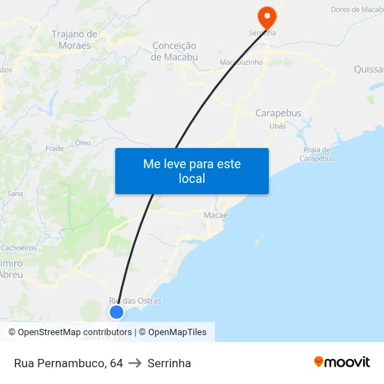 Rua Pernambuco, 64 to Serrinha map