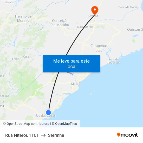 Rua Niterói, 1101 to Serrinha map