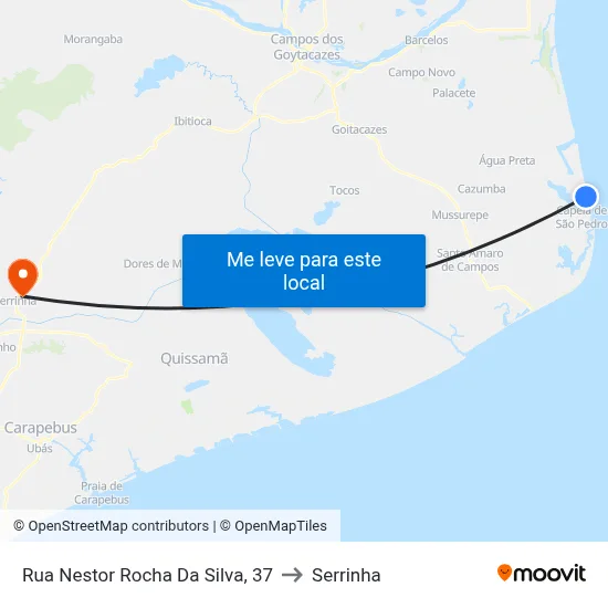 Rua Nestor Rocha Da Silva, 37 to Serrinha map