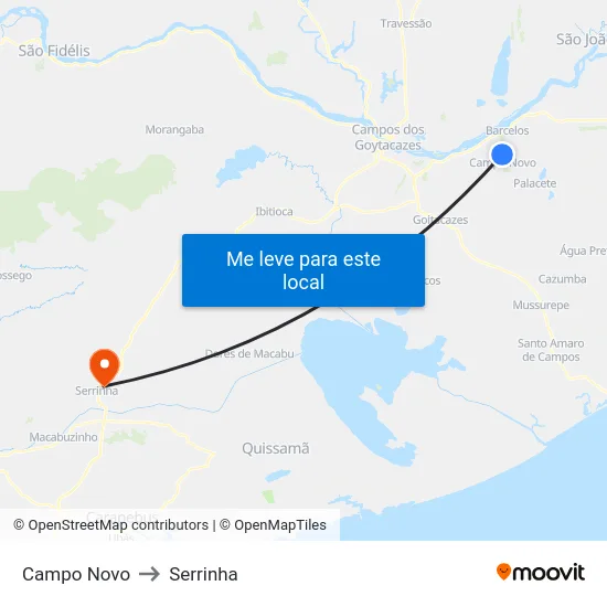 Campo Novo to Serrinha map