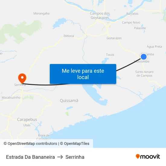 Estrada Da Bananeira to Serrinha map