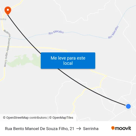 Rua Bento Manoel De Souza Filho, 21 to Serrinha map