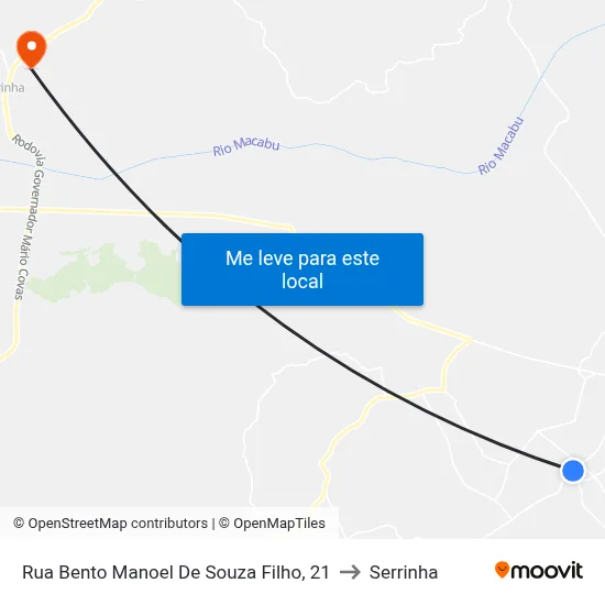 Rua Bento Manoel De Souza Filho, 21 to Serrinha map
