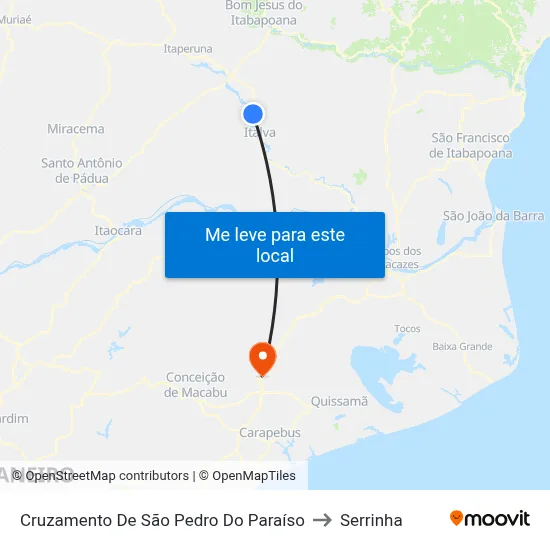 Cruzamento De São Pedro Do Paraíso to Serrinha map