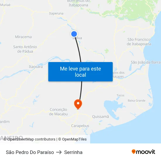 São Pedro Do Paraíso to Serrinha map