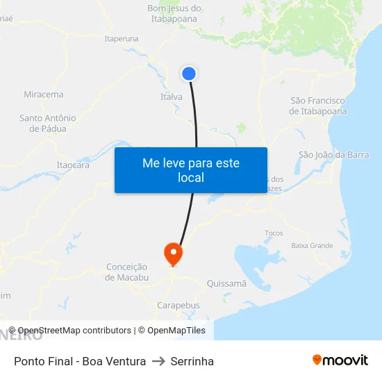 Ponto Final - Boa Ventura to Serrinha map