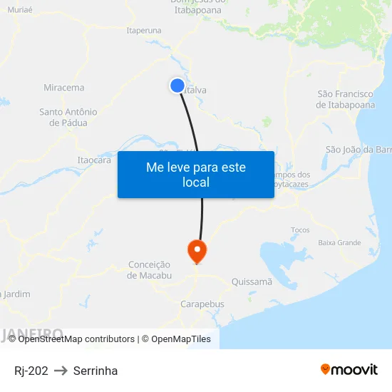 Rj-202 to Serrinha map
