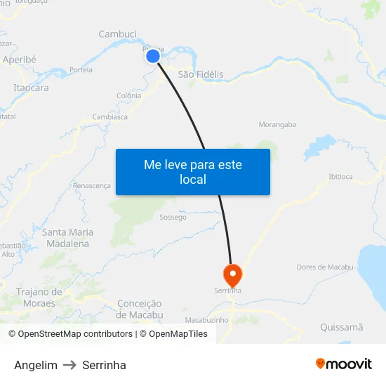 Angelim to Serrinha map