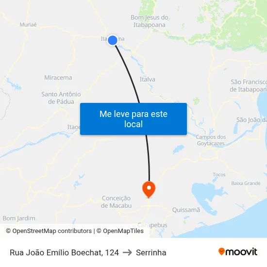 Rua João Emílio Boechat, 124 to Serrinha map