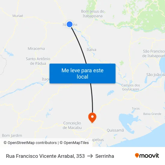 Rua Francisco Vicente Arrabal, 353 to Serrinha map
