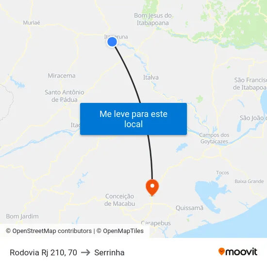 Rodovia Rj 210, 70 to Serrinha map