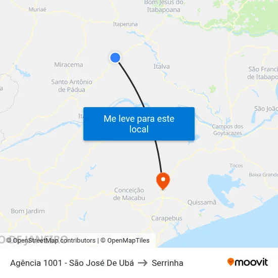 Agência 1001 - São José De Ubá to Serrinha map